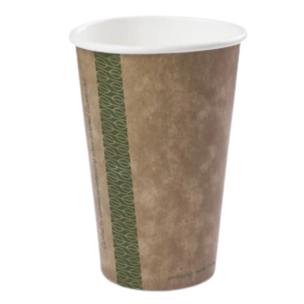 Compostable Brown Single Wall Hot Cups 16oz (89mm) Vegware -