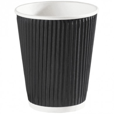 Compostable Black Ripple Wall Cups (12oz) - Case of 500