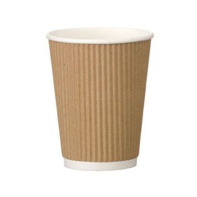 Compostable Kraft Ripple Wall Cups (12oz) - Case of 500