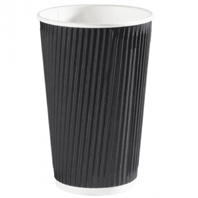 Compostable Black Ripple Wall Cups (16oz) - Case of 500