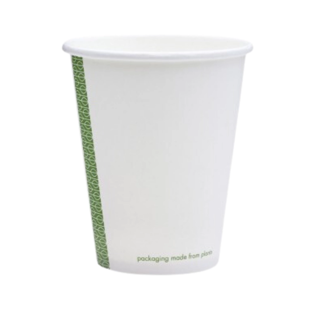 Compostable White Single Wall 8oz Hot Cups (79mm) Vegware -