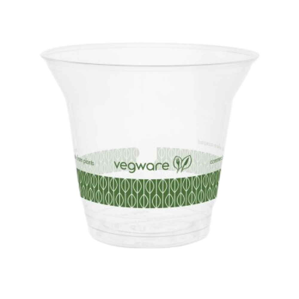 Compostable Wide Clear Cold Cups - 9oz (96mm Rim) - Pack of