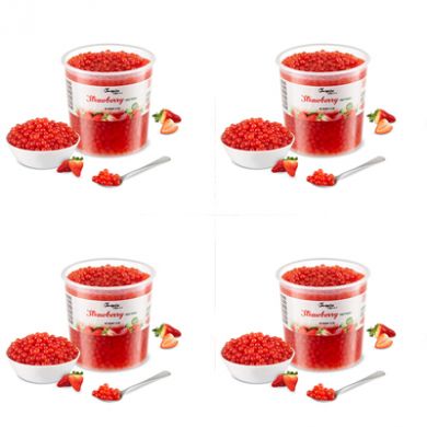 Bubble Tea by Inspire Food Co - Strawberry Popping Boba 3.2kg x 4