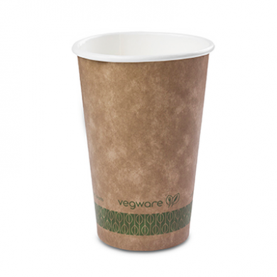 Compostable Brown Single Wall Hot Cups 16oz (89mm) Vegware - Pk of 50