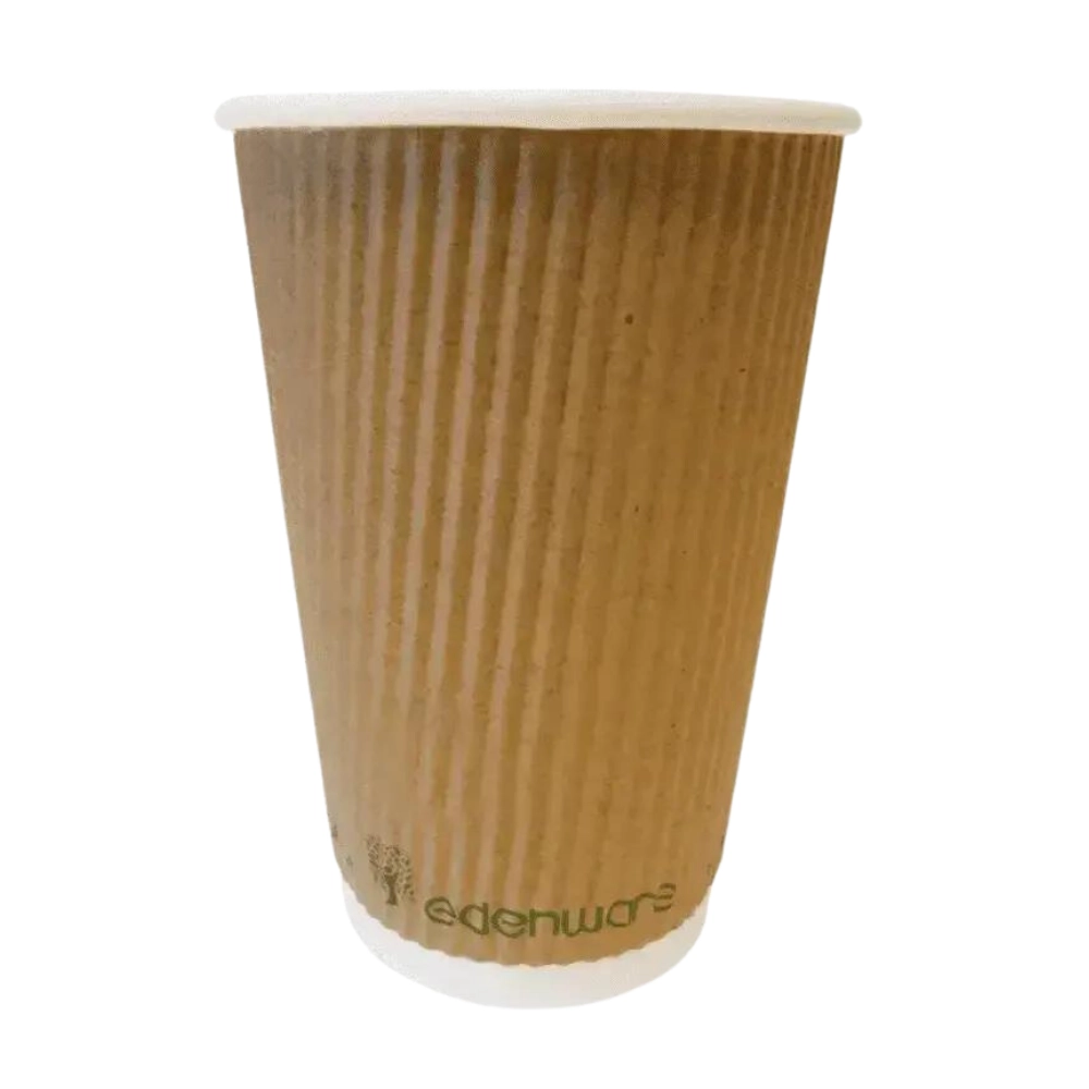 Compostable Kraft Ripple Wall Cups (16oz) Edenware - Pack 25
