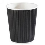 Compostable Black Ripple Wall Cups (8oz) - Case of 500
