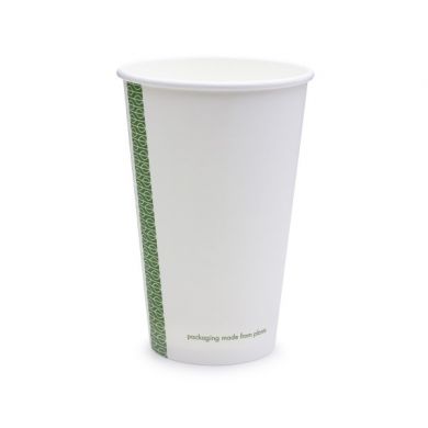 Compostable White Single Wall 12oz Hot Cups (79mm) Vegware - Pk of 50