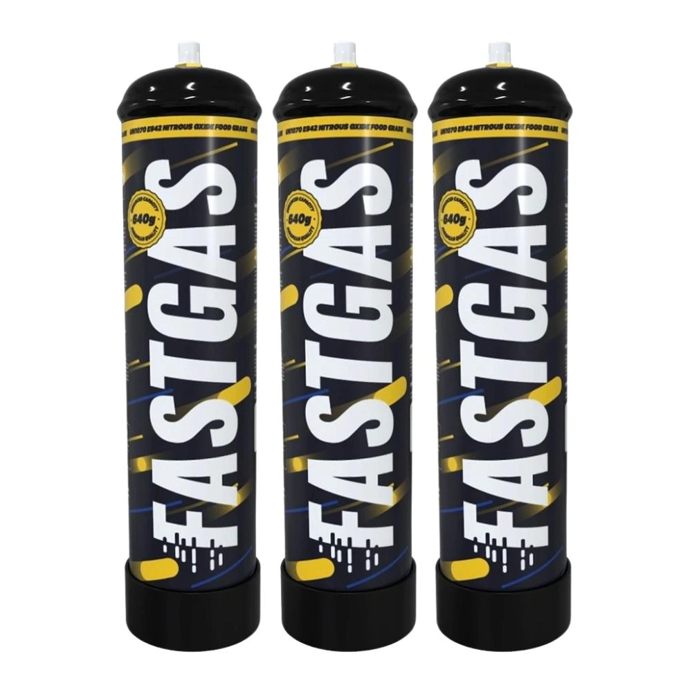 Cream Chargers Fast Gas 640g N2O x 3 (Steel Cylinders)