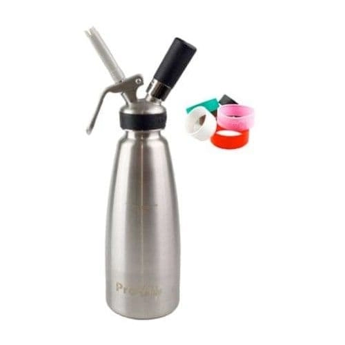 Cream Whipper - Stainless Steel (1 Litre) Inc 6 Silicone Head Bands