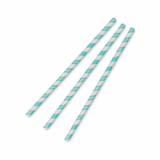 Compostable Paper Straws - Aqua Stripe 7.8-inch (8mm) - Pk of 80