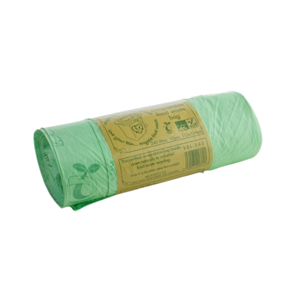 Vegware Compostable Green Biobags - 240 Litre (Roll of 10)