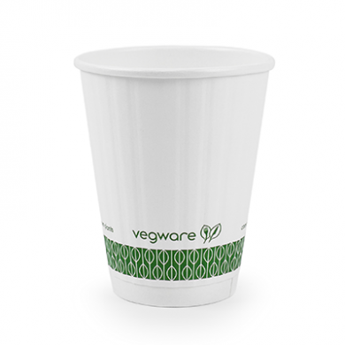 Bio Compostable White Embossed Hot CUPS 8oz (79mm Rim) Pack
